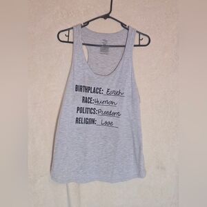 Secret Treasures Girls Grey Tank Top Size L(12/14) Poly/Cotton Freedom Love